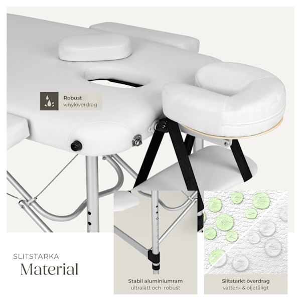 tectake 3-zons massagebänk med 5 cm stoppning och aluminiumram Vit