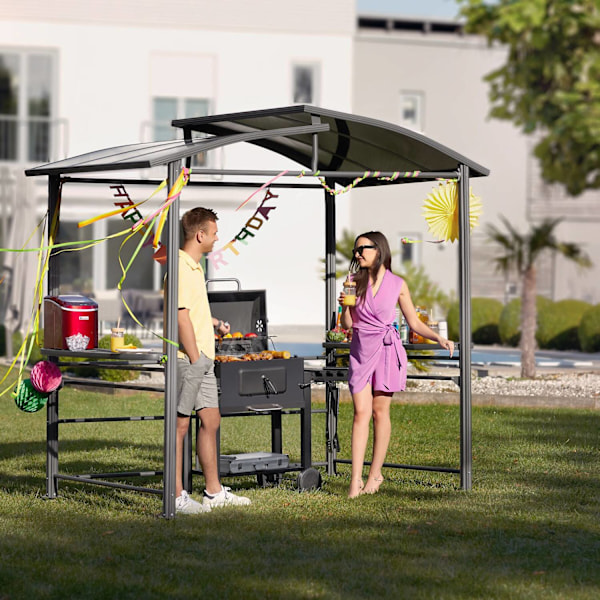 tectake Grillpaviljong  Asado 2,4x1,5x2,34m grå