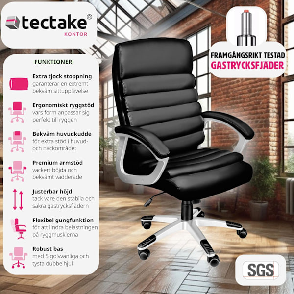 tectake Skrivbordsstol Paul Svart
