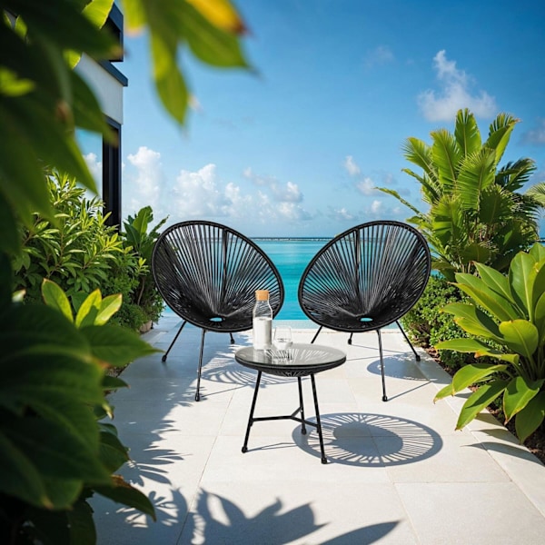 tectake 2-set Loungestol Santana med bord Svart