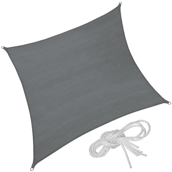 tectake Solsegel i polyeten kvadratiskt, grå - 400 x 400 cm grå