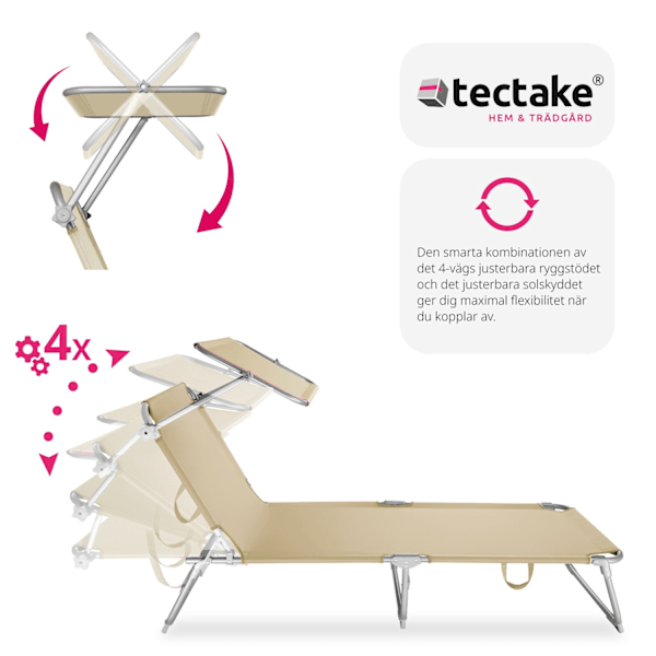 tectake Solsäng med soltak Beige