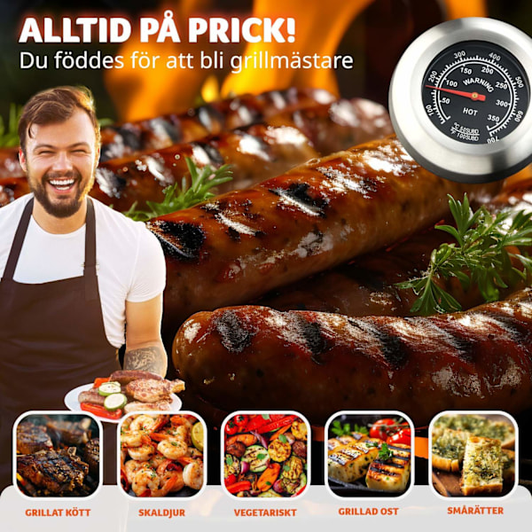 tectake Kolgrill Florian, höjdjusterbar med värmegaller, med termometer Svart