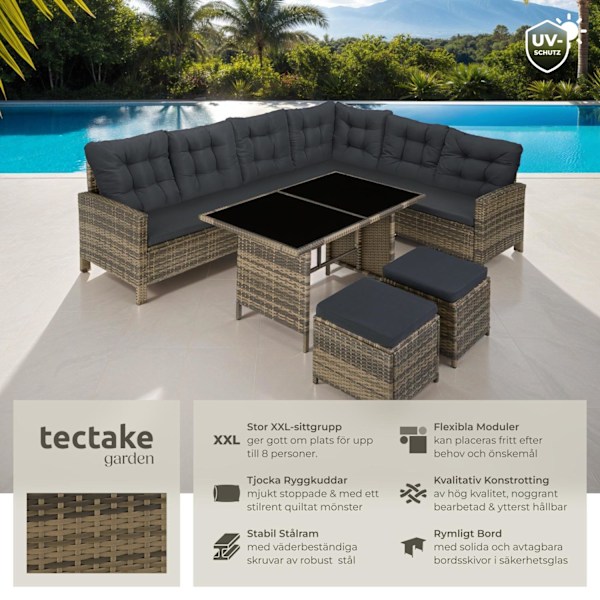 tectake Loungeset Barletta i konstrotting Natur