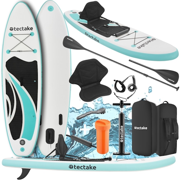 tectake Stand-Up Paddle Board Zenon, 2-i-1 uppblåsbar, komplett set Turkos