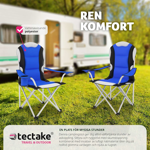 tectake Campingstol med stoppad dyna, hopfällbar -  per styck Blå