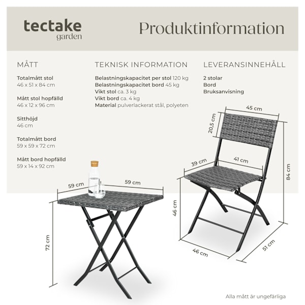tectake Cafegrupp Trevi i konstrotting grå