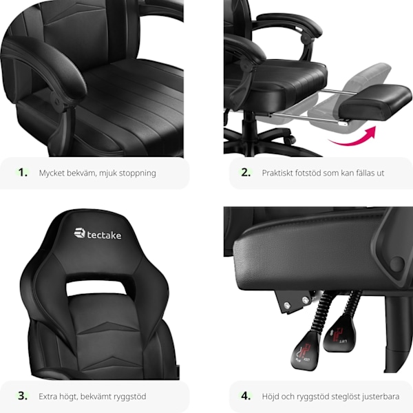 tectake Gamingstol Comodo Svart