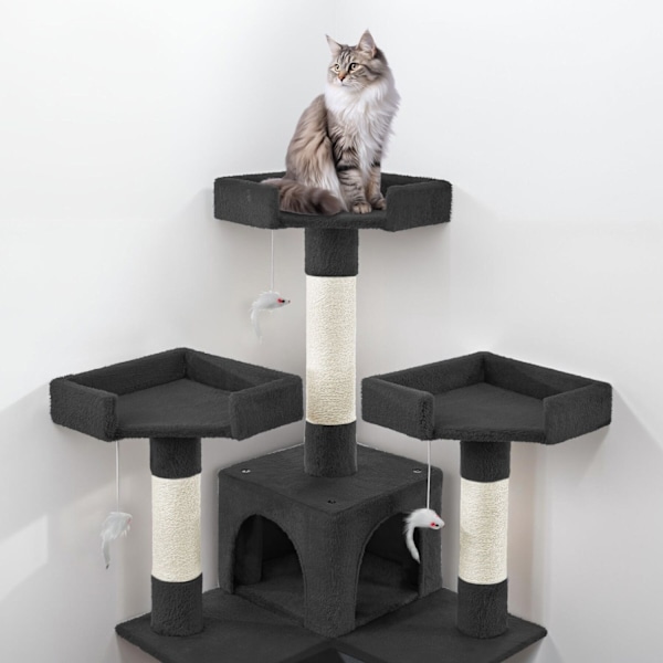 tectake Katt klösträd, klösmöbel Barney Svart