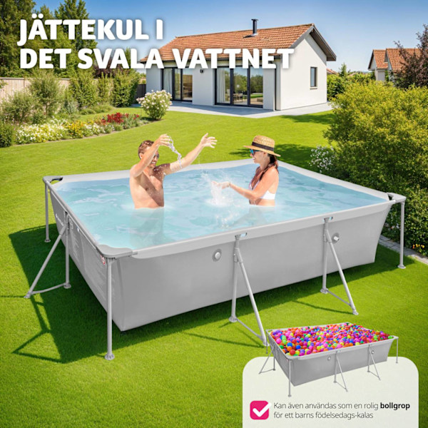 tectake Pool fyrkantig 300 x 207 x 70 cm grå