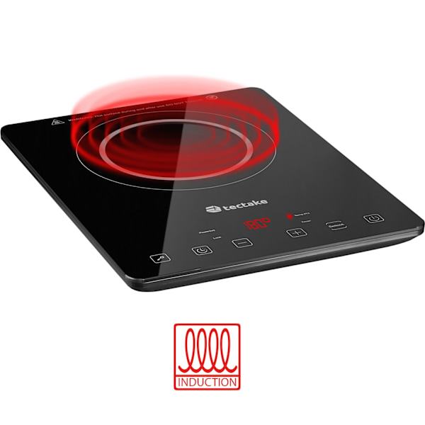 tectake Induktionshäll enkel 2000 W Svart