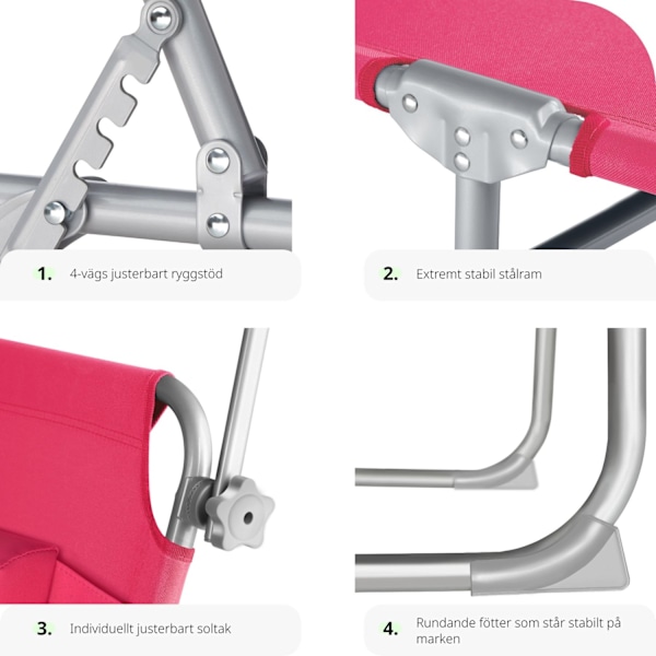 tectake 2 Solsängar Chloé Rosa