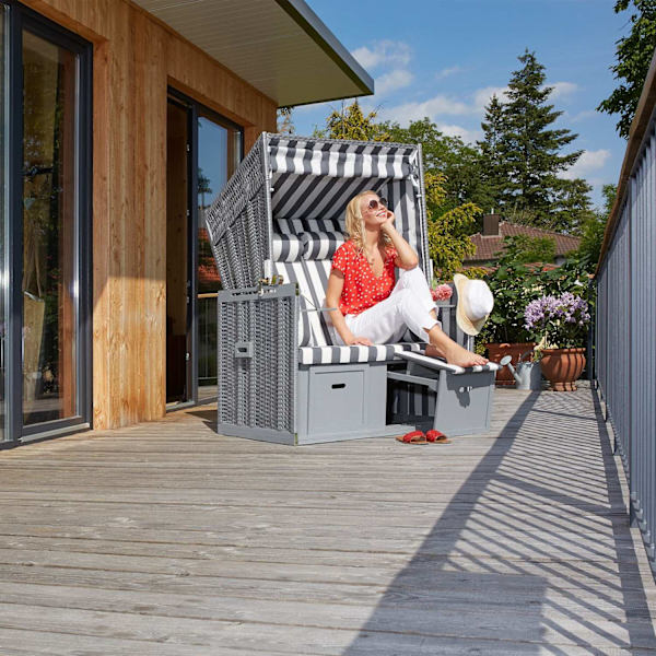tectake Strandkorg med dyna, inklusive skyddsöverdrag Vit
