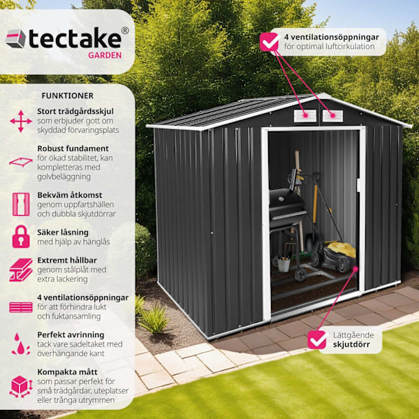 tectake Redskapsbod med sadeltak Vit