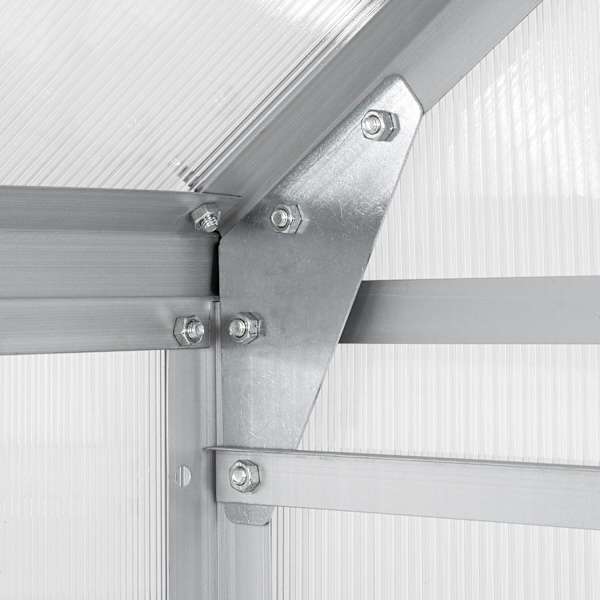 tectake Växthus av aluminium med fundament, 185x375x195cm Transparent