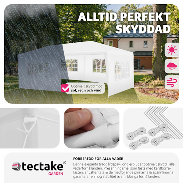 tectake Paviljong Vivara 6x3m med 5 sidopaneler Vit