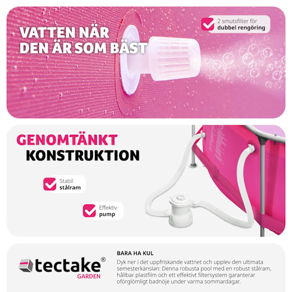 tectake Pool rund med filterpump Ø 360 x 76 cm Rosa