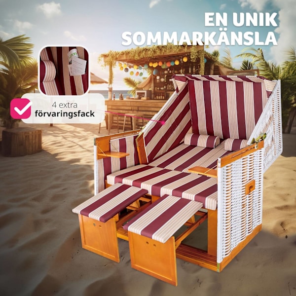 tectake Strandkorg med dyna, inklusive skyddsöverdrag Vit