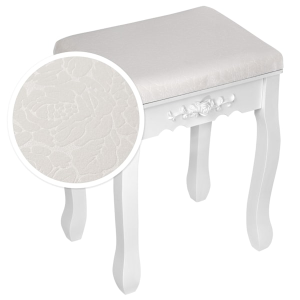 tectake Sminkbord med 4 lådor + spegel + pall Vit