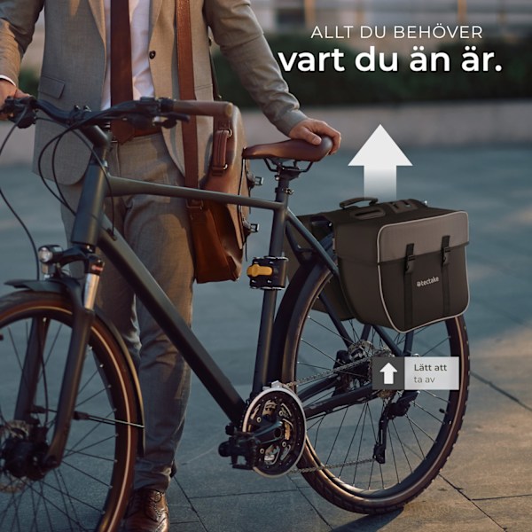tectake Cykelväska med reflexränder 35 l Svart