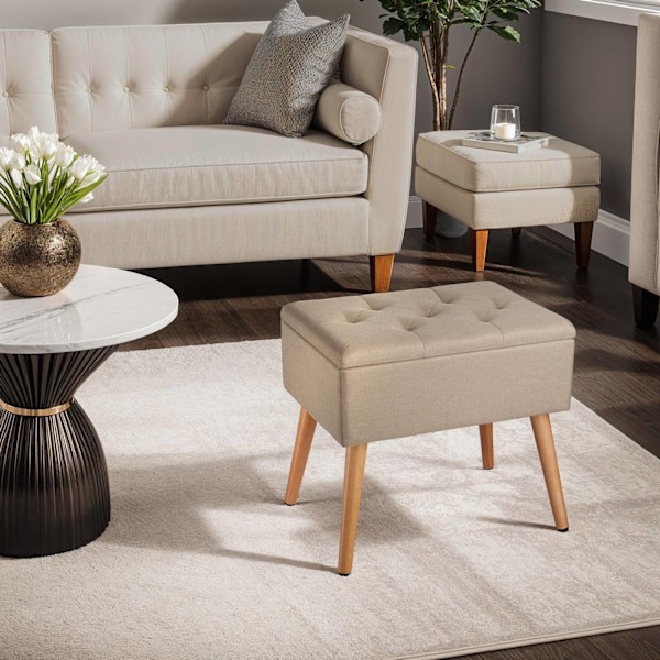 tectake Sittpall med förvaring Ranya, kapacitet för 300kg Sand