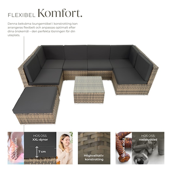 tectake Loungeset Venedig, Loungegrupp i konstrotting Natur