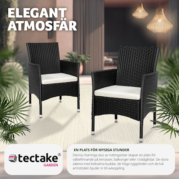 tectake 2 trädgårdsstolar i rotting Royan Beige
