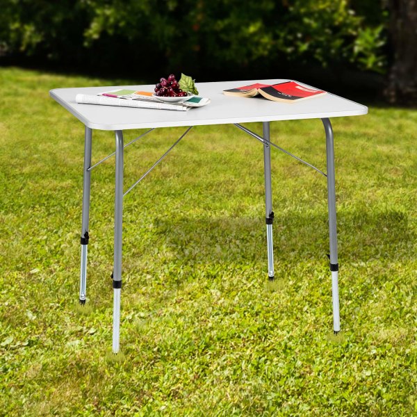 tectake Campingbord höjdjusterbart 80x60x68 cm grå