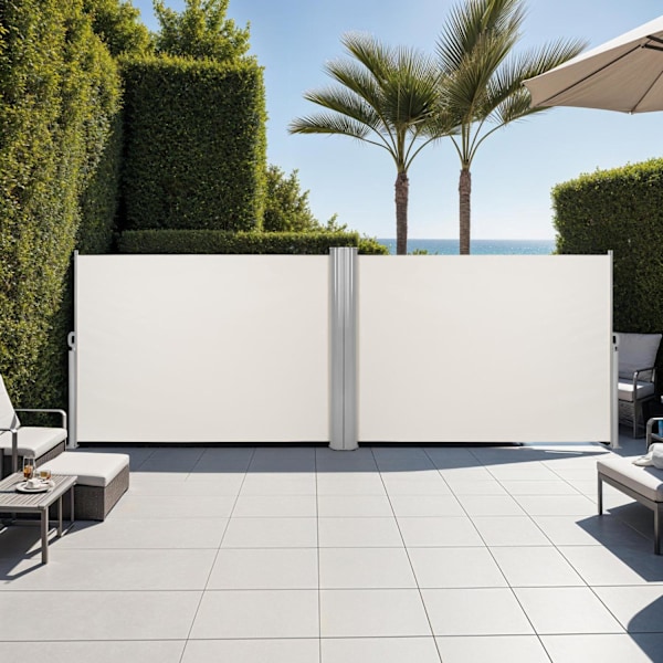 tectake Sidomarkis dubbel i Aluminium - 160 x 600 cm Beige