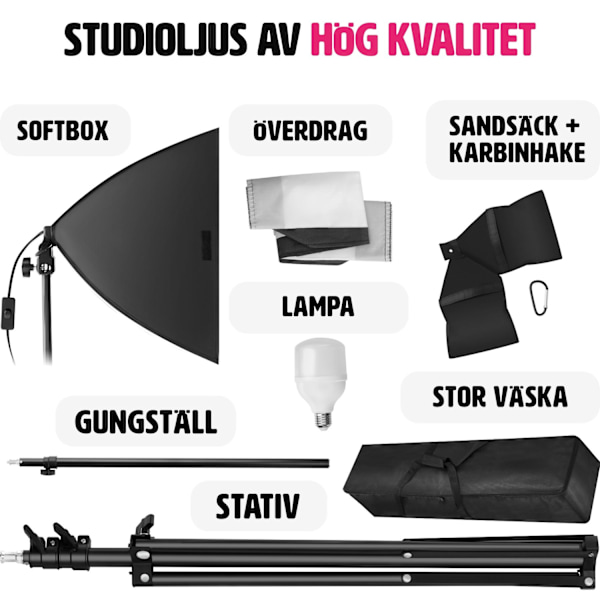 tectake Studiolampa + softbox modell 2 Svart