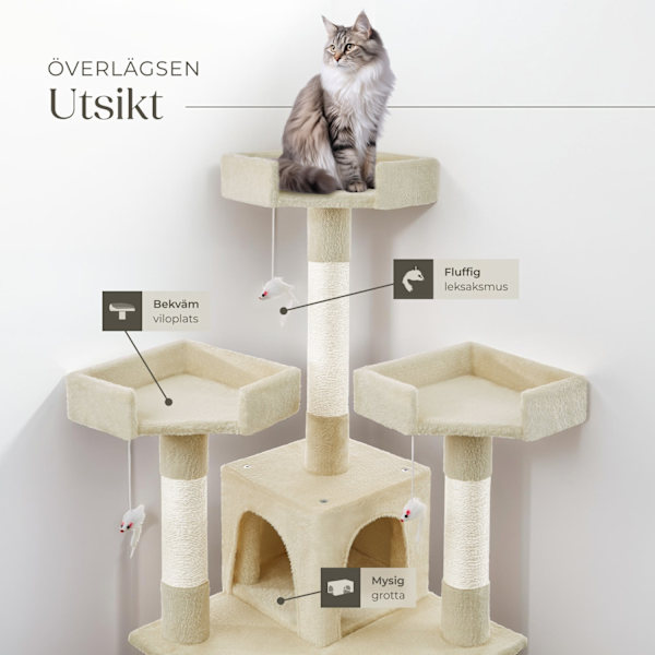 tectake Katt klösträd, klösmöbel Barney Beige