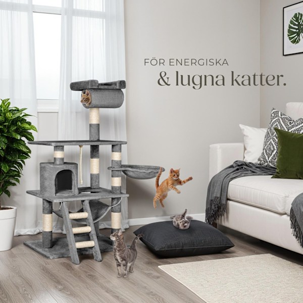 tectake Katt klösträd, klösmöbel Sabrina grå