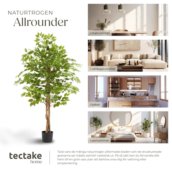 tectake Konstgjort fikusträd Fida, naturtrogen textur - 160 cm Grön