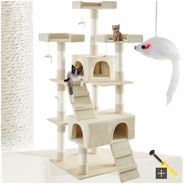 tectake Katt klösträd, klösmöbel Barney Beige