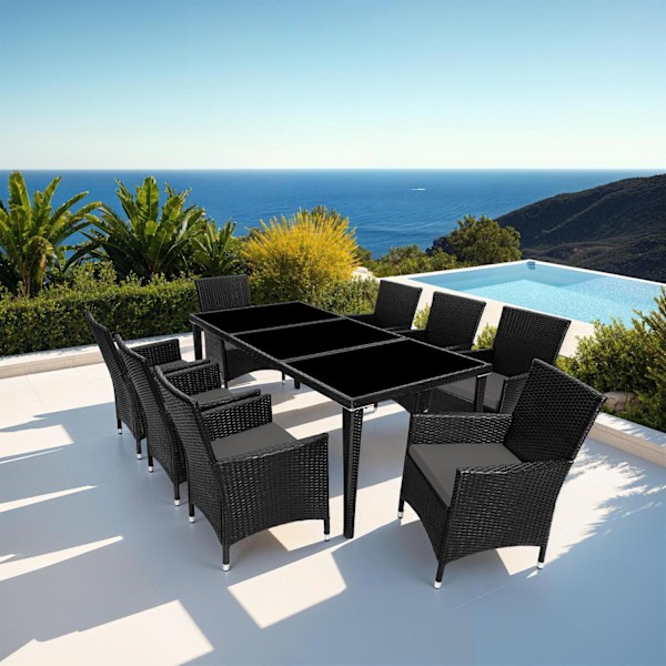 tectake Matgrupp Menorca i konstrotting Svart