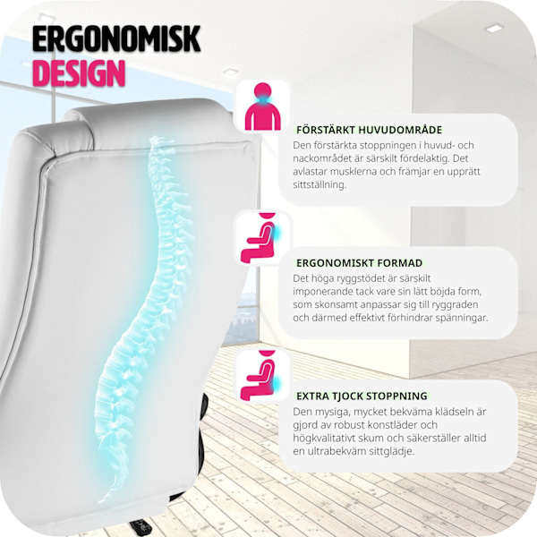 tectake Ergonomisk kontorsstol Vit