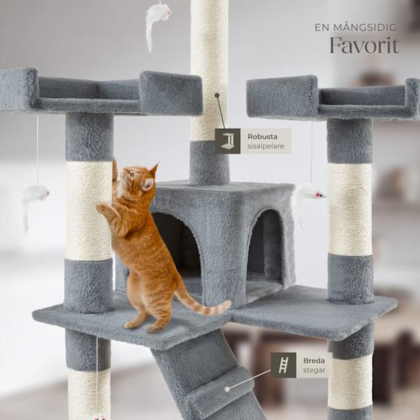 tectake Katt klösträd, klösmöbel Barney grå