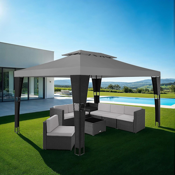 tectake Paviljong i konstrotting Mona 3x4m  Anthracite