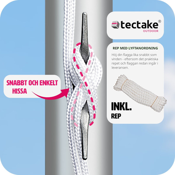 tectake Flaggstång i aluminium multifärg