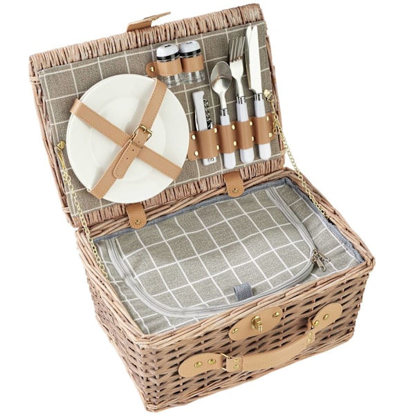 Picknickkorg Langeoog för 2 personer med kylfack och tillbehör - brun Brun
