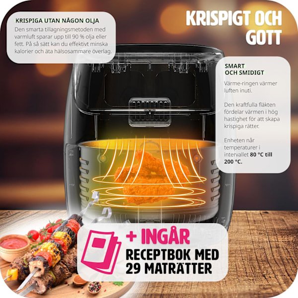 tectake Airfryer Yaiza 4.3 L Svart