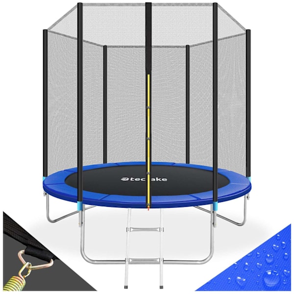 tectake Studsmatta Garfunky med skyddsnät , upp till 80 kg - 244 cm Blå