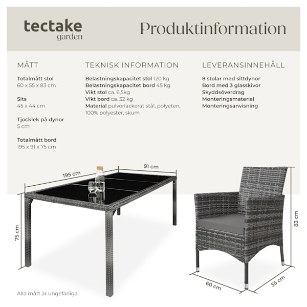 tectake Matgrupp i konstrotting Almansa grå