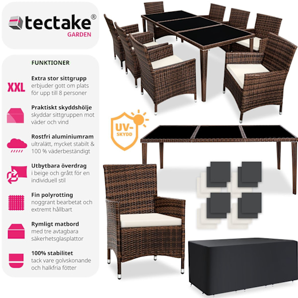 tectake Matgrupp Menorca i konstrotting Brun