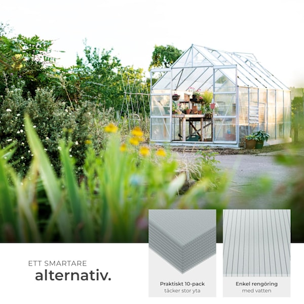 tectake 10 kanalplastskivor Shiny av polykarbonat, kapningsbara - 121 x 60,5 x 0,6 cm Transparent