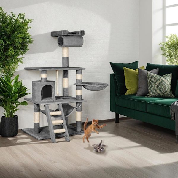 tectake Katt klösträd, klösmöbel Sabrina grå