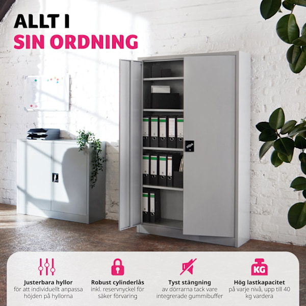 tectake Dokumentskåp med 4 fack grå