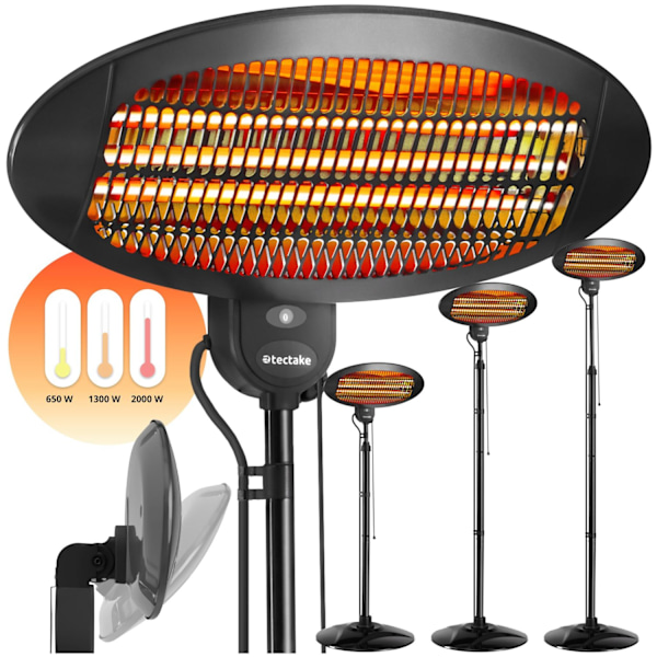 tectake Infravärmare Solaris Monolith 2000W höjdjusterbar Svart