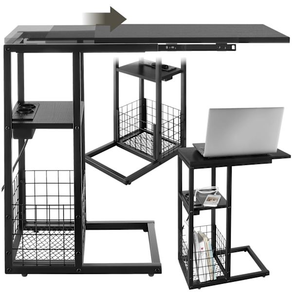tectake Datorbord Rhea, C-form, med laddstation Svart