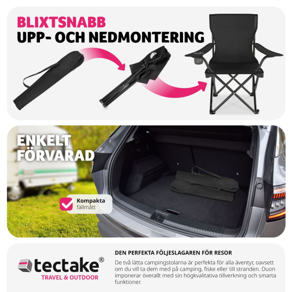 tectake 2 Campingstolar Gil Svart